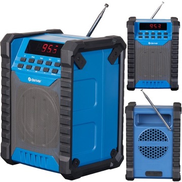 Głośnik Bluetooth Radio FM na budowę pyłoszczelne IP54 DENVER WRB-60 10W