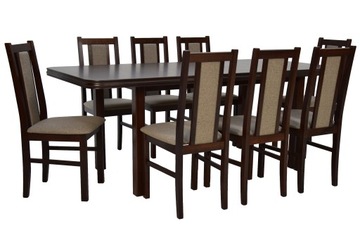 Zestaw z 8 krzesłami + STÓŁ 90x160/200 orzech