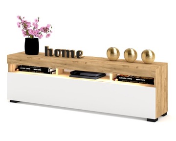 SZAFKA RTV KOMODA STOLIK PLAY CRAFT BIAŁA + LED