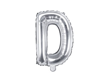 BALON FOLIOWY SREBRNY LITERA D 35 CM 14''
