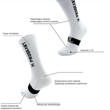 Носки тренировочные PROSKARY X-Light, белые, противоскользящие