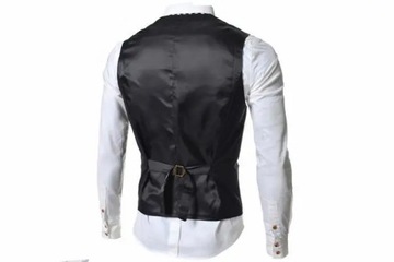 Retro Black Vest Mens Solid Chain Decoration Singl