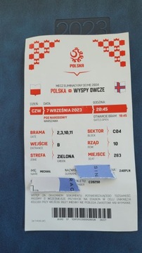 Bilet Polska - Wyspy Owcze , stan idealny