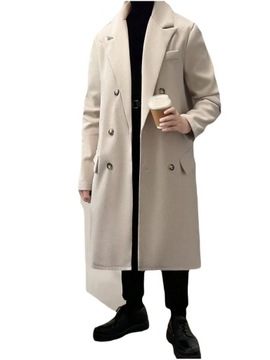 ELEGANCKI DŁUGI MĘSKI PŁASZCZ ZIMOWY JESIENNY BIZNESOWY WIECZOROWY