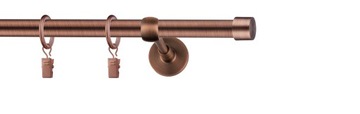Karnisz metalowy pojedynczy Miedź Antyk 300 cm 19mm Luna rózne wzory