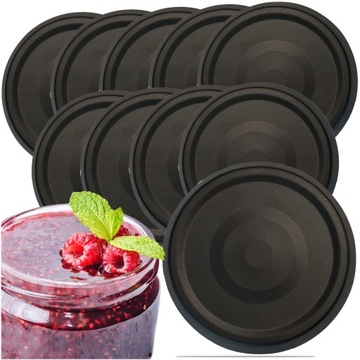 Zakrętki do słoików Nakrętki Wieczka CZARNE MATOWE FI 63mm 4z 10 SZT. KLIK