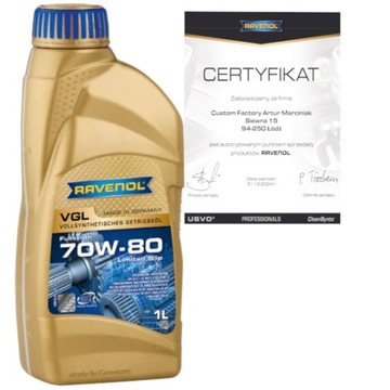RAVENOL VGL 70W80 1L - OLEJ PRZEKŁADNIOWY API GL-5 + LS, BMW G3 G4
