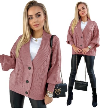 Stylowy wyjątkowy SWETER zapinany na guziczki cudowne kolory