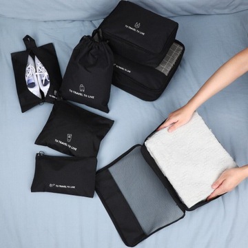 ZESTAW 7 TOREB ORGANIZERÓW DO BAGAŻU WALIZKI SZUFLADY SZAFY