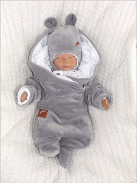 Детский бархатный зимний комбинезон, серый 68