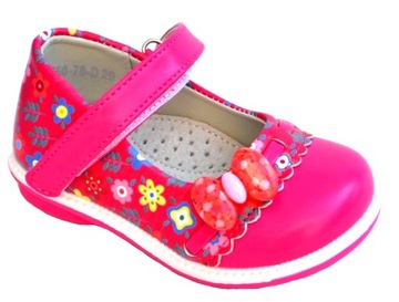 BALERINKI Półbuty wizytowe pantofle wesele rzep skóra R-21-13,3cm