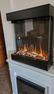 Электрический камин DAME black WOOD LED, трехсторонний настенный 3D-камин