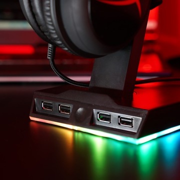 ПОДСТАВКА ДЕРЖАТЕЛЬ ДЛЯ НАУШНИКОВ RGB ПОДСВЕТКА USB-ХАБ