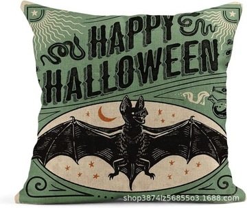 poszewka Halloween na poduszkę czarny kot Bat na p