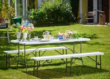 РАСШИРЯЕМЫЙ СТОЛ + 2 Скамейки КОМПЛЕКТ ДЛЯ КЕЙТЕРИНГА 180 СМ В СЛОЖЕННОМ ЧЕМОДАНЕ XXL