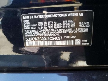 BMW X7 2020 BMW X7 2020, 3.0L, 4x4, uszkodzony tyl, zdjęcie 9