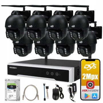 MONITORING BEZPRZEWODOWY WIFI 8 OBROTOWYCH KAMER IP 2MPX P2P DVS HIKVISION