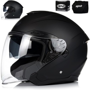 KASK MOTOCYKLOWY OTWARTY | SKUTER - MOTOR - CHOPPER | CZARNY MATT + BLENDA