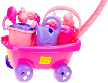 Zestaw do piasku taczka wózek konewka wiaderko łopatka grabki sitko foremki