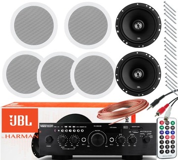 NAGŁOŚNIENIE SUFITOWE GŁOŚNIKI JBL 5.0 BLUETOOTH RADIO USB AMPLITUNER