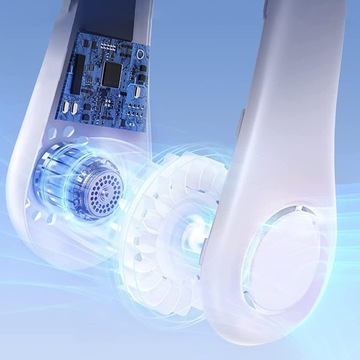 БЕЗЛОПАСНЫЙ ВЕНТИЛЯТОР ШЕЙНЫЙ USB-ВЕНТИЛЯТОР 3000 мАч, 5 СКОРОСТЕЙ