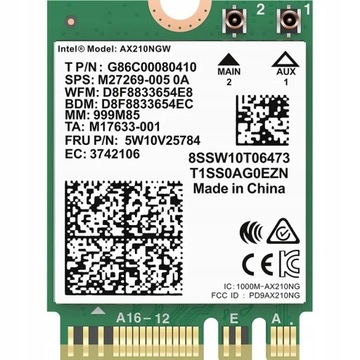 Сетевая карта Intel WiFi 6 AX210 для настольного компьютера + две антенны