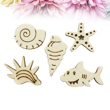 50 SZTUK KARTONOWE DREWNIANE ELEMENTY ZWIERZĘTA MORSKICH RZEŹBY RZEMIOSŁO ZDOBIEŃ WO