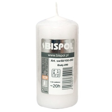 НАБОР ИЗ 16 СВЕЧ 10х5 см БЕЛЫЙ ЦИЛИНДР СВЕЧА СВАДЕБНАЯ