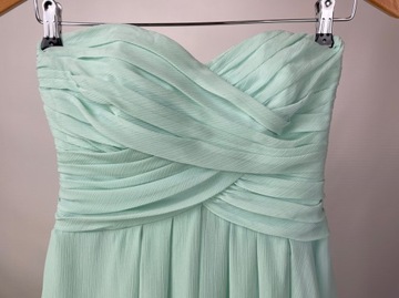 Piękna krótka sukienka miętowa David's Bridal Mint Dress r. XS