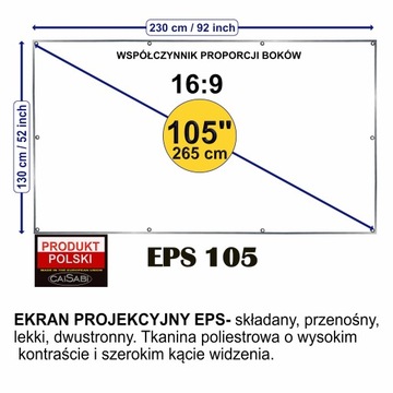 ПРОЕКЦИОННЫЙ ЭКРАН 105 ДЮЙМОВ, ПОЛИРОВКА, для кемпинга и дома