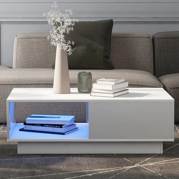NOWOCZESNY STOLIK KAWOWY LED NA WYSOKI POŁYSK 15 KOLORÓW (95X55X32 CM)