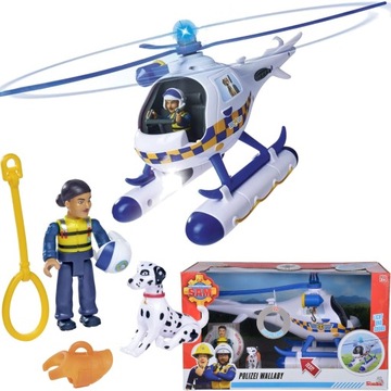 STRAŻAK SAM HELIKOPTER POLICYJNY WALLABY + FIGURKI POLICJANTKI I PIESKA DŹW