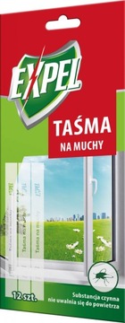 TAŚMA LEP PUŁAPKA NAKLEJKA NA MUCHY KOMARY MUSZKI NA OKNO EXPEL (12 SZT)