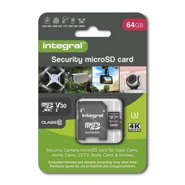 INTEGRAL Security Micro SD 4K V30 UHS-I U3 A1 64BG
