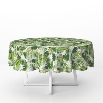 OBRUS CERATA ZIELONE LIŚCIE MONSTERA OKRĄGŁA GRUBA KOŁO 140 cm
