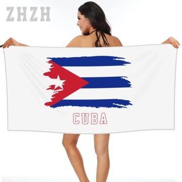 Подробнее Дизайнерское банное полотенце с эмблемой флага Кубы Быстросохнущее