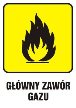 Tabliczka znak Główny zawór gazu 10x15 cm PCV