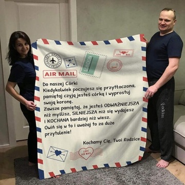 Kocyk od rodziców dający córce-List Miłosny