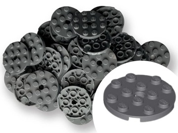 LEGO 60474 PLATE Płytka 4x4 Round Dark Bluish Gray DBG Ciemny Szary 10 szt