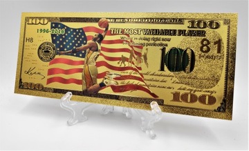 Красивая позолоченная банкнота номиналом 100 долларов Коби Брайант II