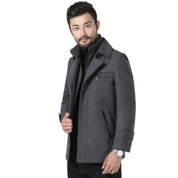 PŁASZCZ MĘSKI ZIMOWY DŁUGI CZARNY ELEGANCKI KURTKA