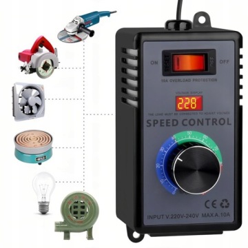 Регулятор скорости двигателя 230 В в корпусе с розеткой 2400 Вт