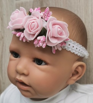 Платье для крещения, повязка на голову, размер 68.