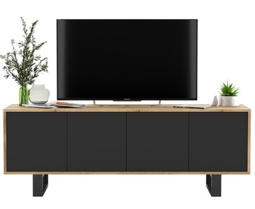Nowoczesna Szafka RTV Loft 150 cm Wotan czarny MAT