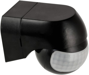 Czujnik Ruchu PIR LED Czujka IP44 Zewnętrzny Czarny Regulowany