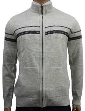 Elegancki Sweter Męski Rozpinany Popiel roz M