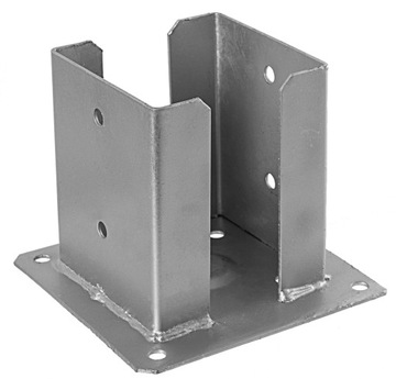 Основание столба оцинкованное, прикрученное к бетону, анкерная ножка 120x120 2,5 мм.