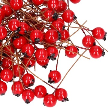 JARZĘBINA RÓŻA GŁÓG KULKI NA DRUCIKU CHOINKĘ STROIK 100szt
