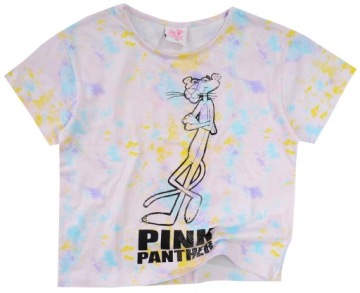 KOSZULKA T-SHIRT bluzka RÓŻOWA PANTERA BAWEŁNA kolorowa 158 R060H