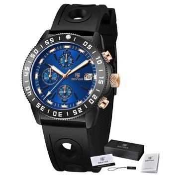 ZEGAREK BENYAR MĘSKI ELEGANCKI CHRONOGRAF +PUDEŁKO